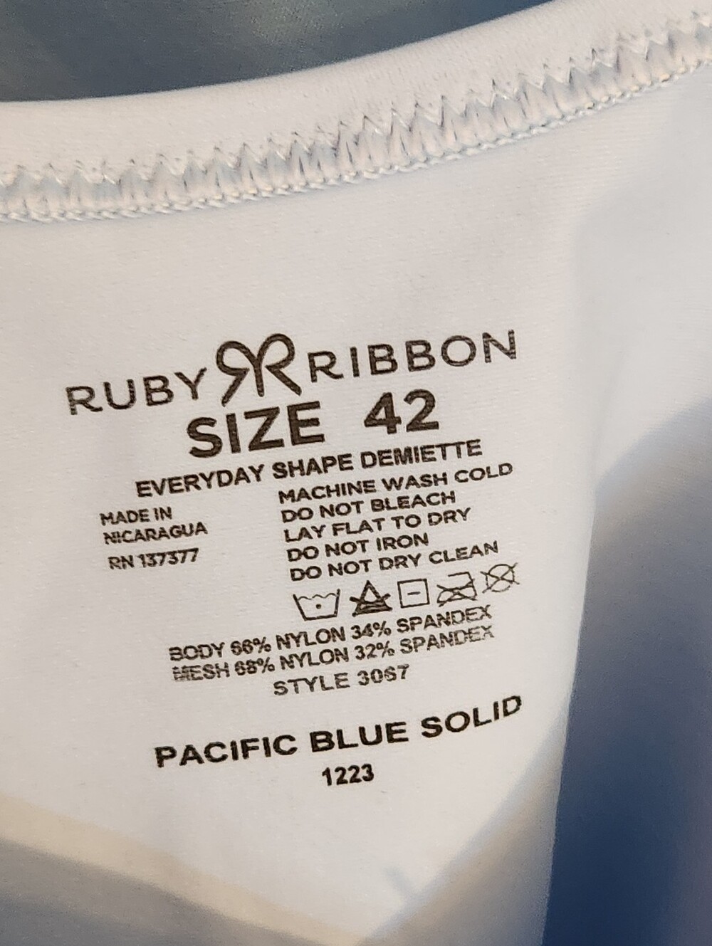 NEW Ruby Ribbon Size 42 Everyday Demiette Pacific Blue - Picture 2 of 4